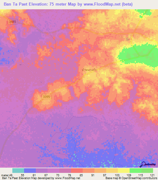 Ban Ta Paet,Thailand Elevation Map