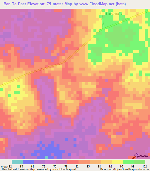 Ban Ta Paet,Thailand Elevation Map