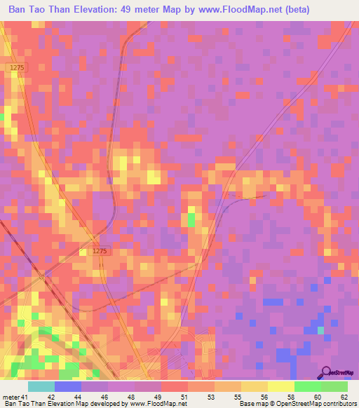 Ban Tao Than,Thailand Elevation Map