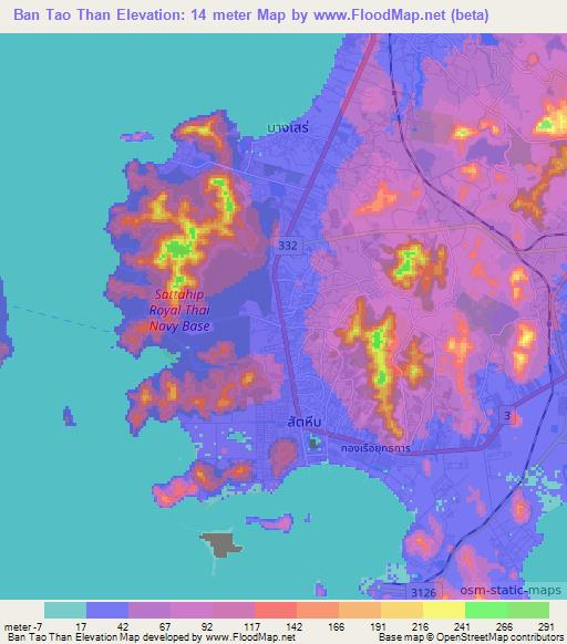 Ban Tao Than,Thailand Elevation Map