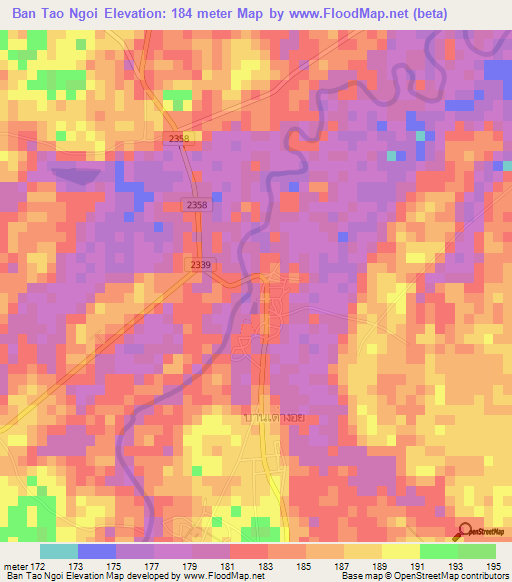 Ban Tao Ngoi,Thailand Elevation Map