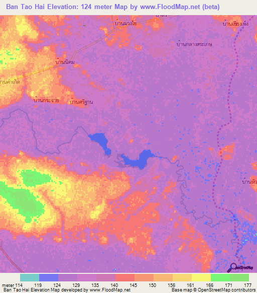 Ban Tao Hai,Thailand Elevation Map