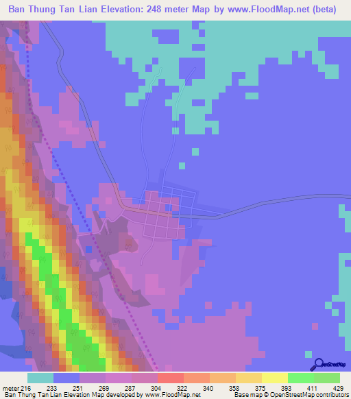Ban Thung Tan Lian,Thailand Elevation Map