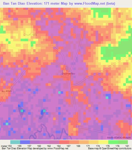 Ban Tan Diao,Thailand Elevation Map