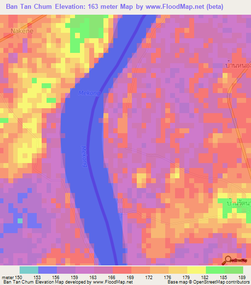 Ban Tan Chum,Thailand Elevation Map
