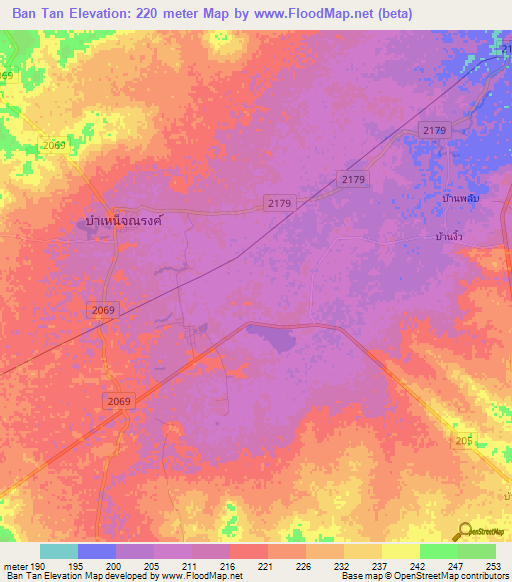 Ban Tan,Thailand Elevation Map