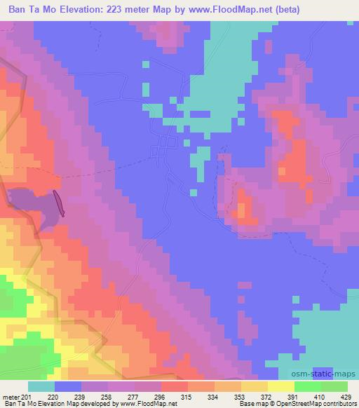 Ban Ta Mo,Thailand Elevation Map