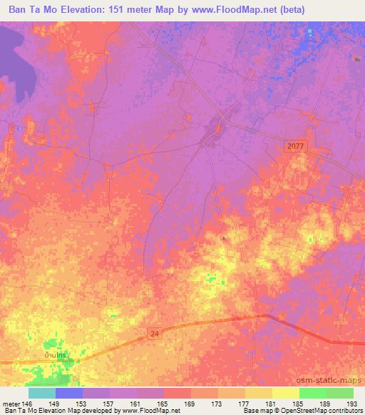 Ban Ta Mo,Thailand Elevation Map