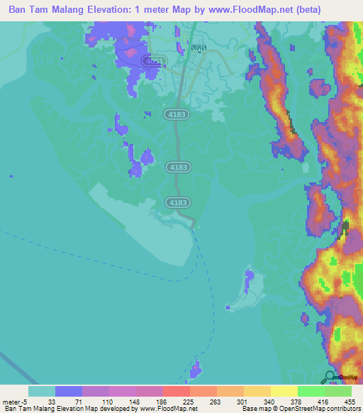 Ban Tam Malang,Thailand Elevation Map