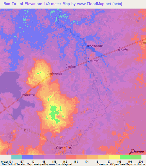 Ban Ta Loi,Thailand Elevation Map