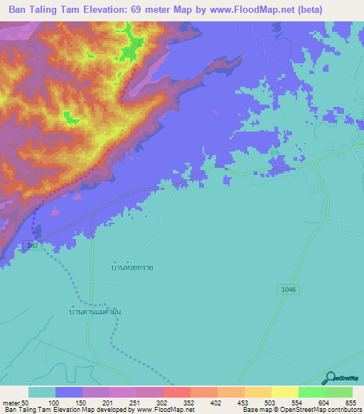 Ban Taling Tam,Thailand Elevation Map