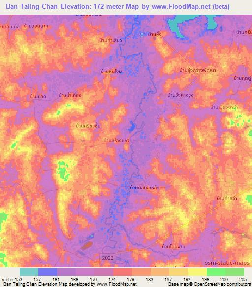 Ban Taling Chan,Thailand Elevation Map