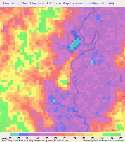 Ban Taling Chan,Thailand Elevation Map