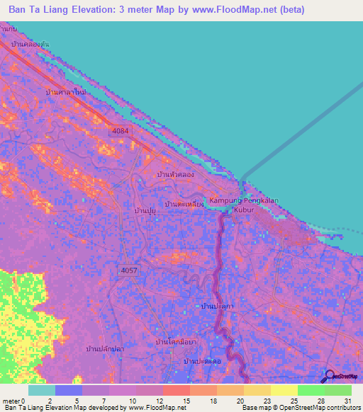 Ban Ta Liang,Thailand Elevation Map