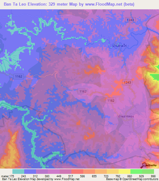 Ban Ta Leo,Thailand Elevation Map