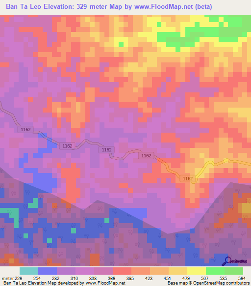 Ban Ta Leo,Thailand Elevation Map