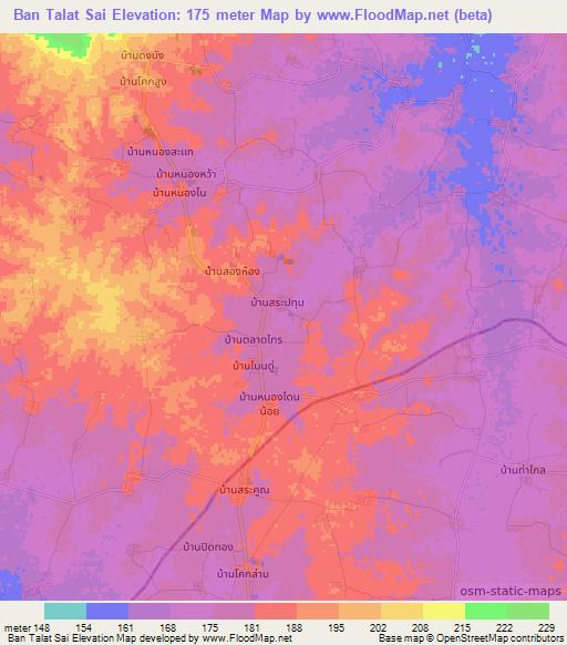 Ban Talat Sai,Thailand Elevation Map