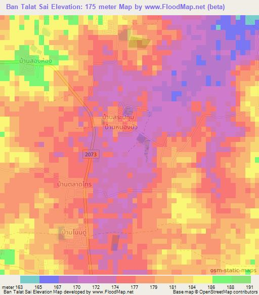 Ban Talat Sai,Thailand Elevation Map