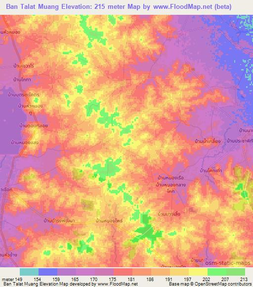 Ban Talat Muang,Thailand Elevation Map
