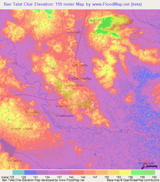 Ban Talat Chai,Thailand Elevation Map
