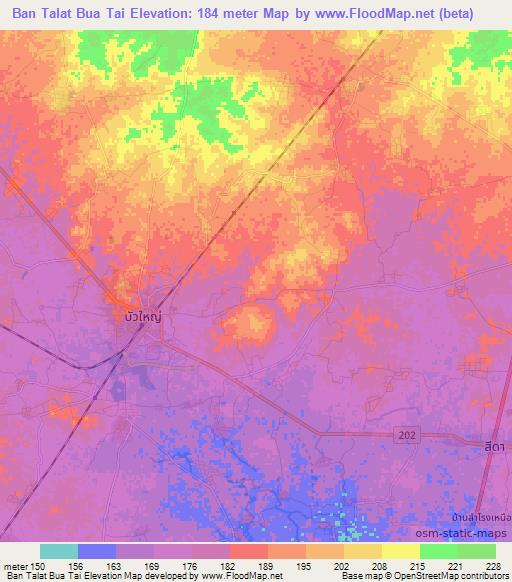 Ban Talat Bua Tai,Thailand Elevation Map