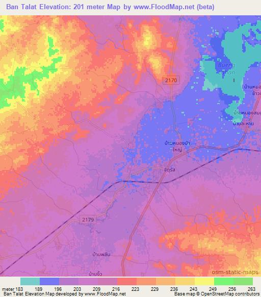 Ban Talat,Thailand Elevation Map