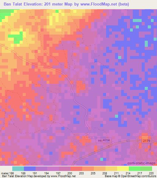 Ban Talat,Thailand Elevation Map