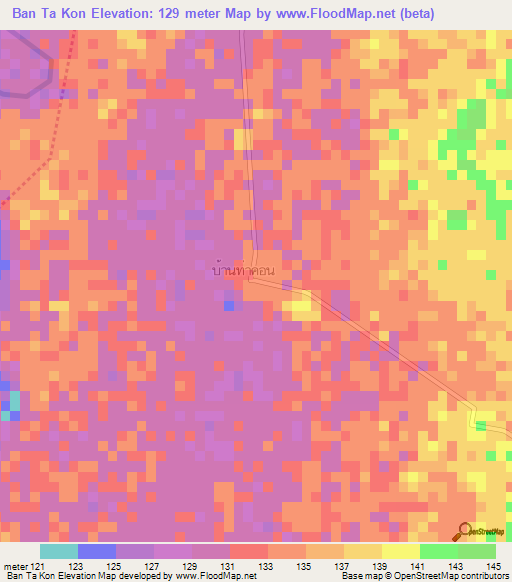 Ban Ta Kon,Thailand Elevation Map