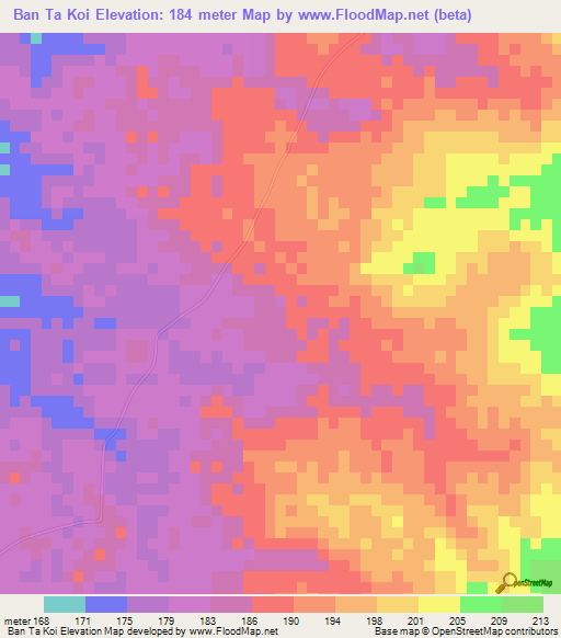Ban Ta Koi,Thailand Elevation Map