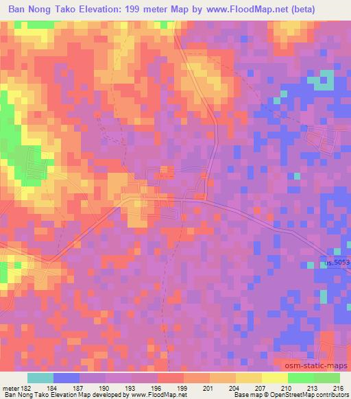 Ban Nong Tako,Thailand Elevation Map