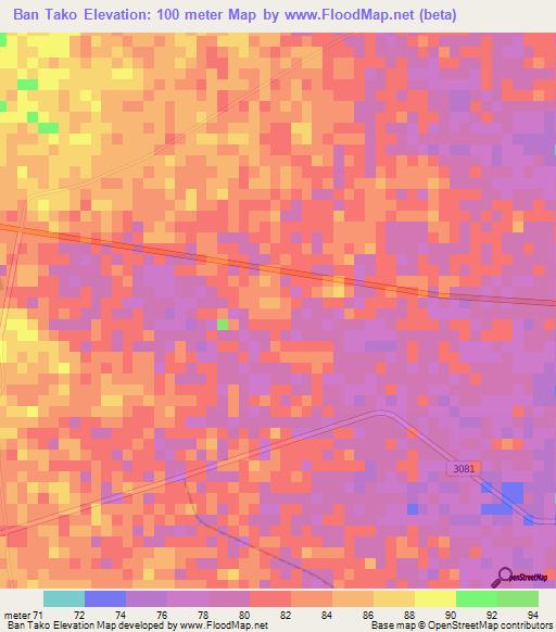 Ban Tako,Thailand Elevation Map
