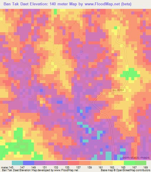 Ban Tak Daet,Thailand Elevation Map