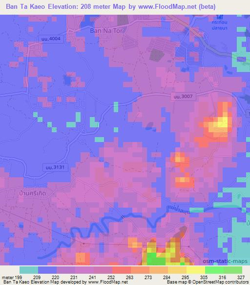 Ban Ta Kaeo,Thailand Elevation Map