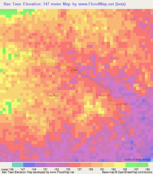 Ban Taen,Thailand Elevation Map