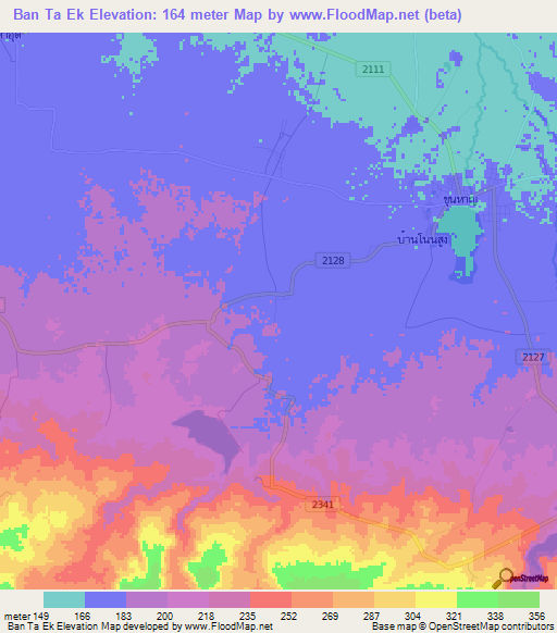 Ban Ta Ek,Thailand Elevation Map