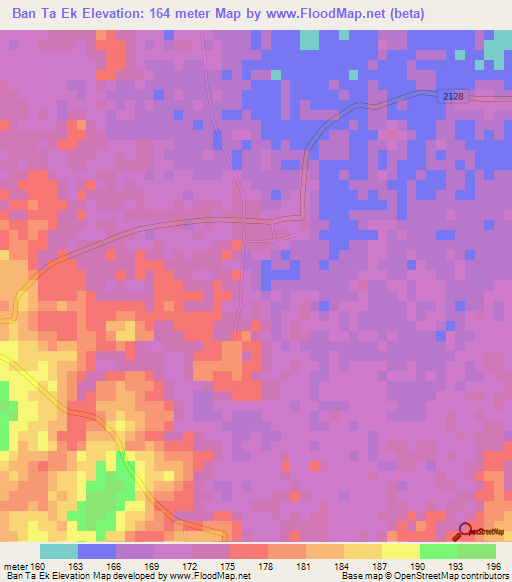 Ban Ta Ek,Thailand Elevation Map