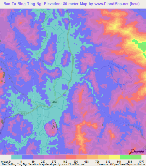Ban Ta Bing Ting Ngi,Thailand Elevation Map