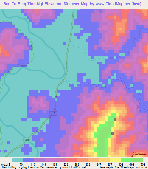 Ban Ta Bing Ting Ngi,Thailand Elevation Map