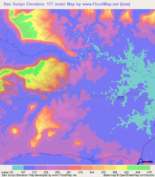Ban Suriyo,Thailand Elevation Map