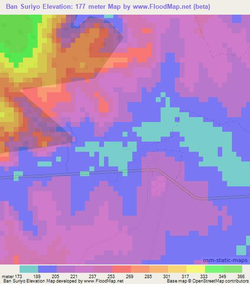 Ban Suriyo,Thailand Elevation Map