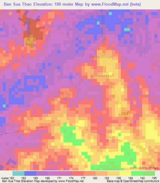 Ban Sua Thao,Thailand Elevation Map