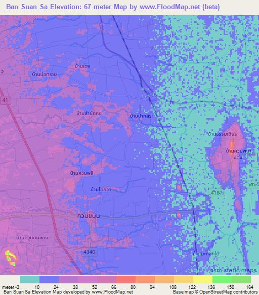 Ban Suan Sa,Thailand Elevation Map