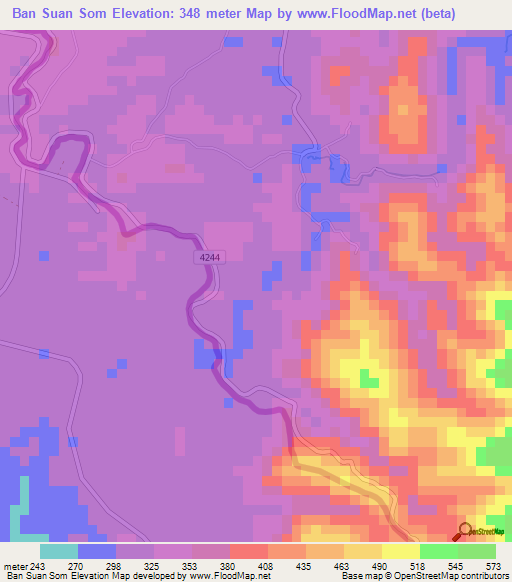 Ban Suan Som,Thailand Elevation Map