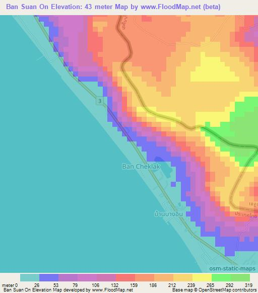 Ban Suan On,Thailand Elevation Map