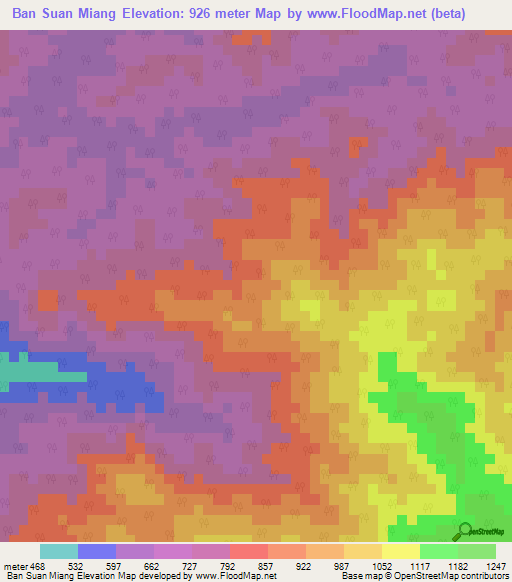 Ban Suan Miang,Thailand Elevation Map