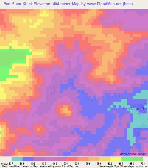 Ban Suan Kluai,Thailand Elevation Map