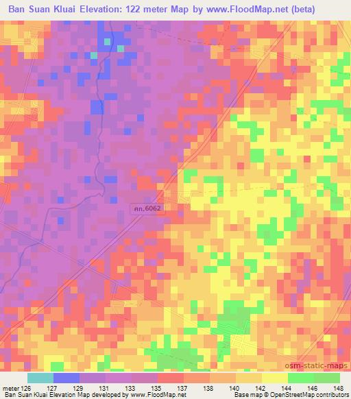 Ban Suan Kluai,Thailand Elevation Map