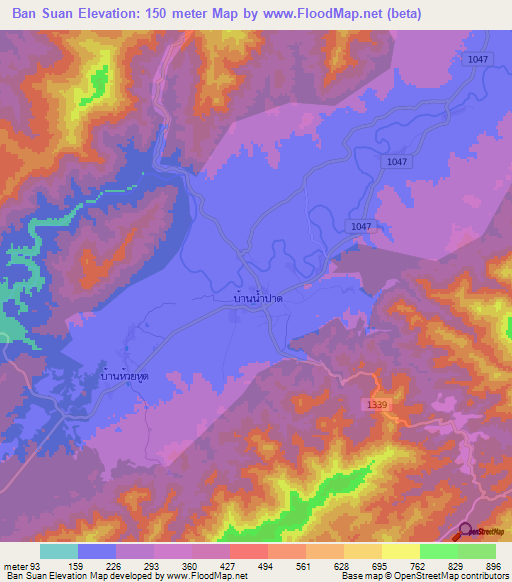 Ban Suan,Thailand Elevation Map