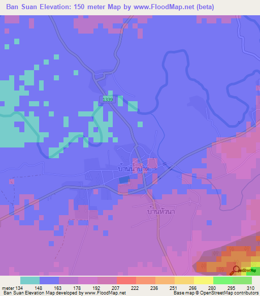 Ban Suan,Thailand Elevation Map