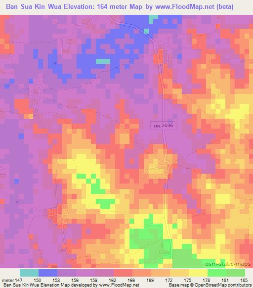 Ban Sua Kin Wua,Thailand Elevation Map